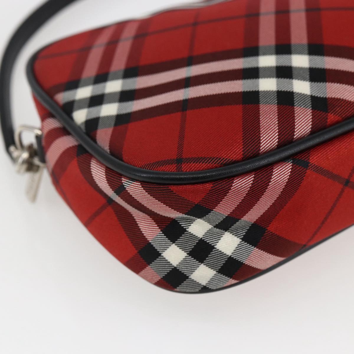 BURBERRY Nova Check Blue Label Accessory Pouch Nylon Red Black Auth am10838V