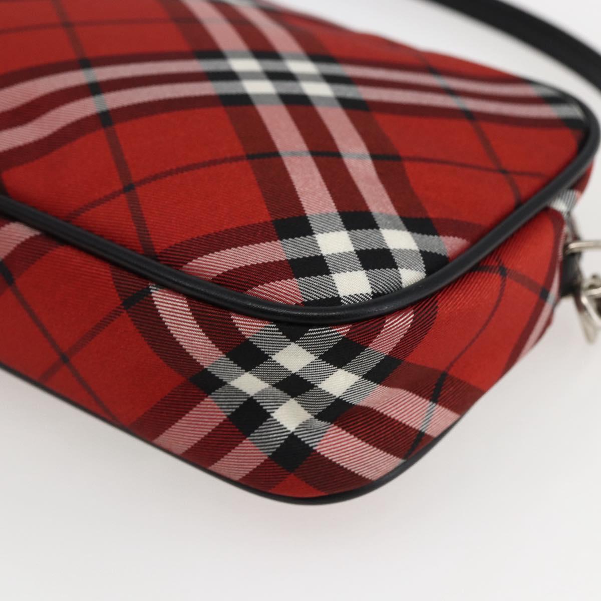 BURBERRY Nova Check Blue Label Accessory Pouch Nylon Red Black Auth am10838V