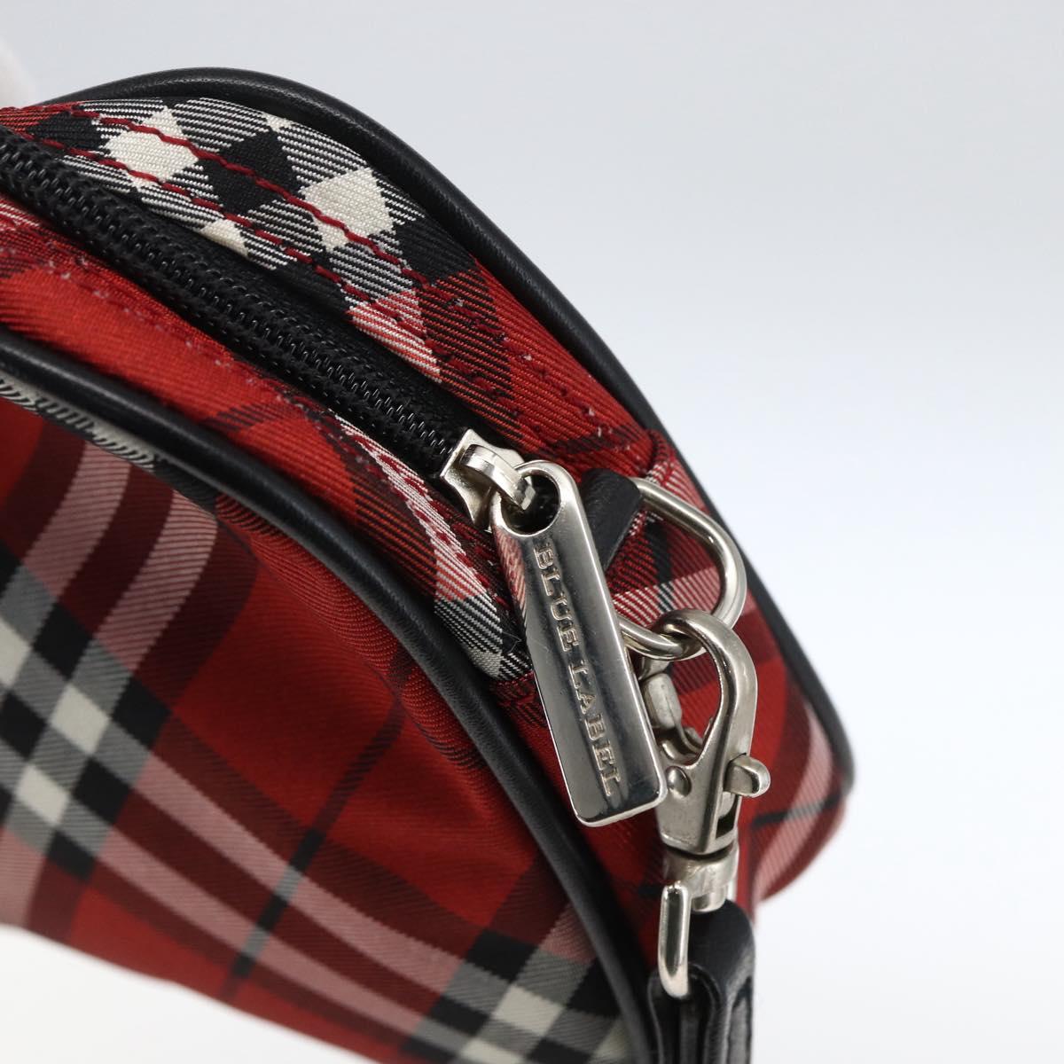 BURBERRY Nova Check Blue Label Accessory Pouch Nylon Red Black Auth am10838V