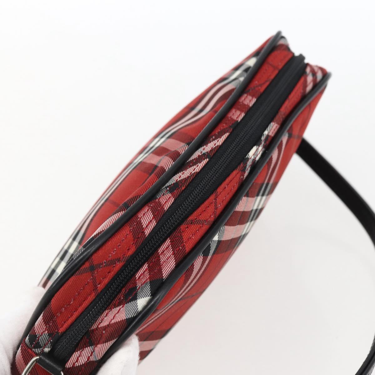 BURBERRY Nova Check Blue Label Accessory Pouch Nylon Red Black Auth am10838V
