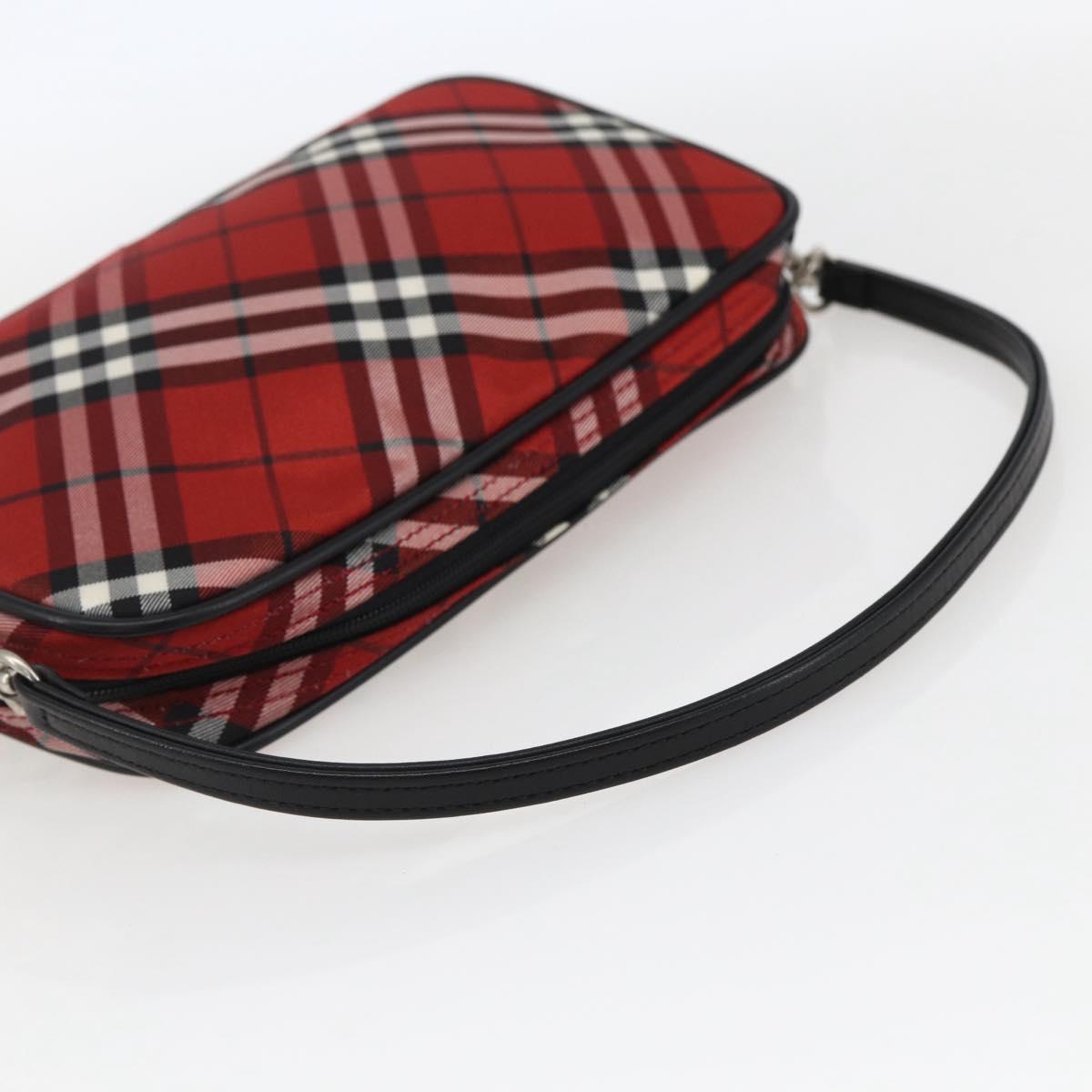 BURBERRY Nova Check Blue Label Accessory Pouch Nylon Red Black Auth am10838V