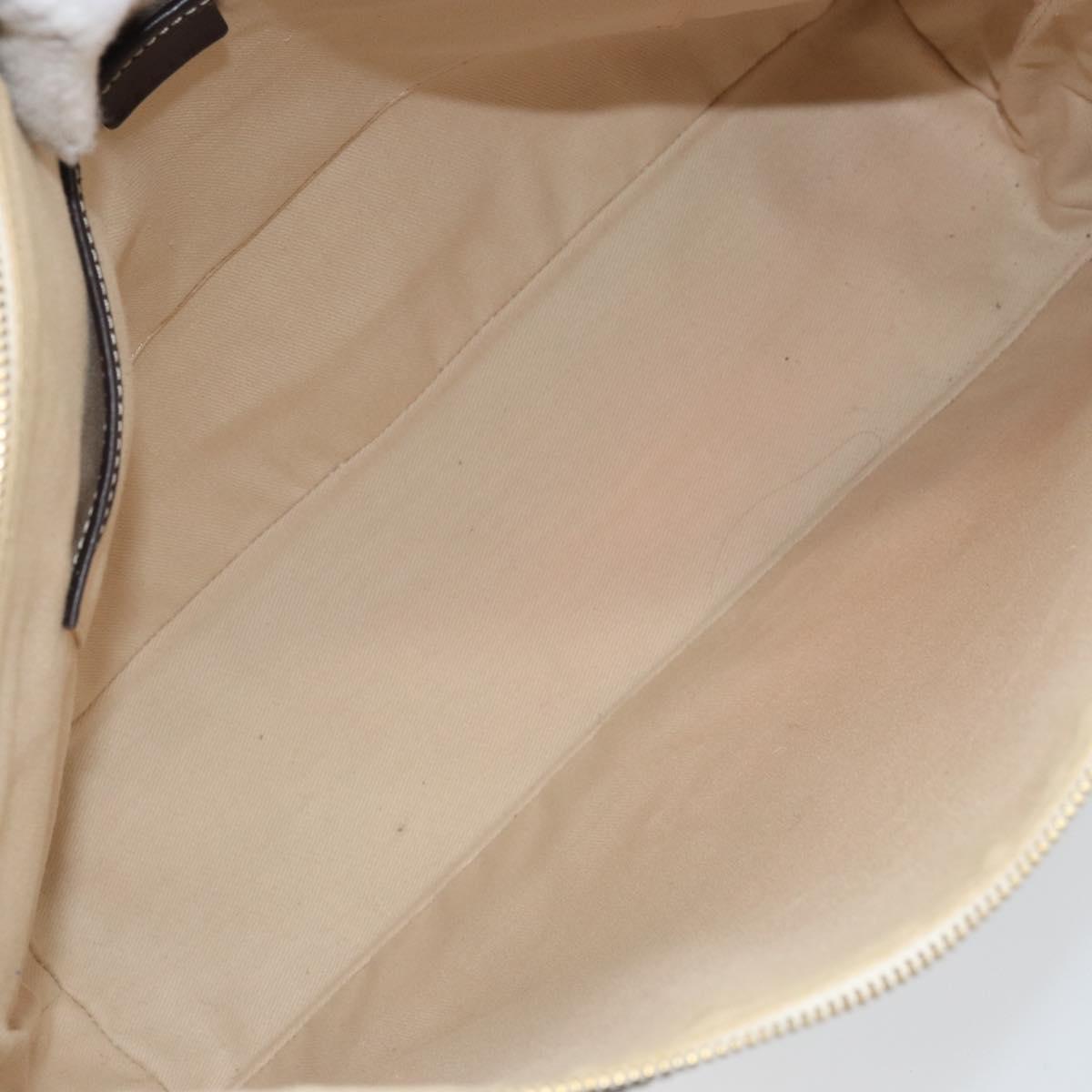 CELINE Macadam Canvas Tote Bag PVC Leather White Gold Auth am10839