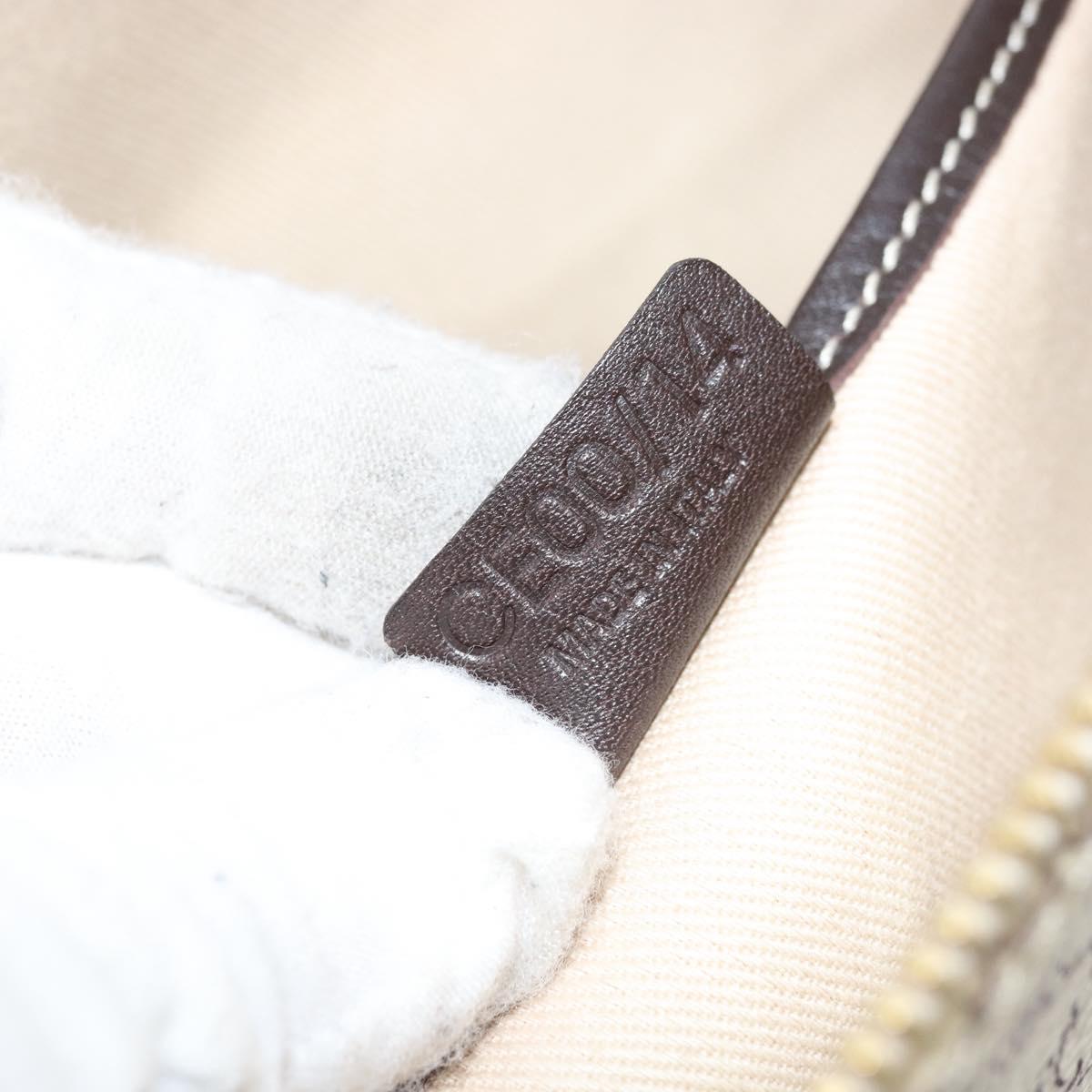 CELINE Macadam Canvas Tote Bag PVC Leather White Gold Auth am10839