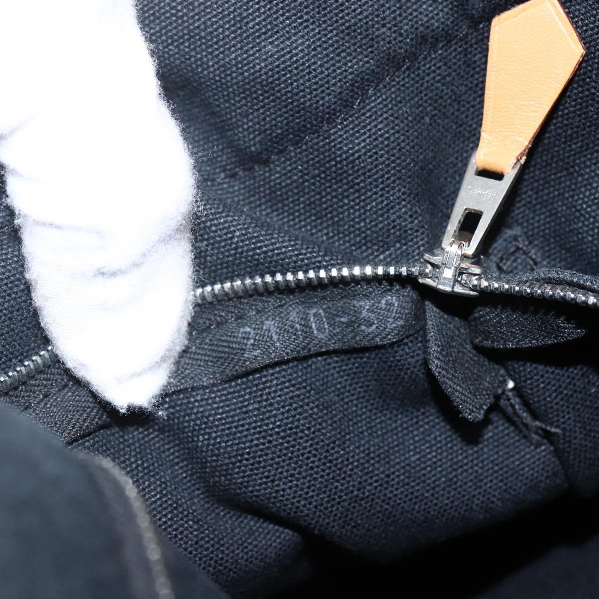 HERMES Fourre Tout MM Hand Bag Canvas Black Silver Auth am10842