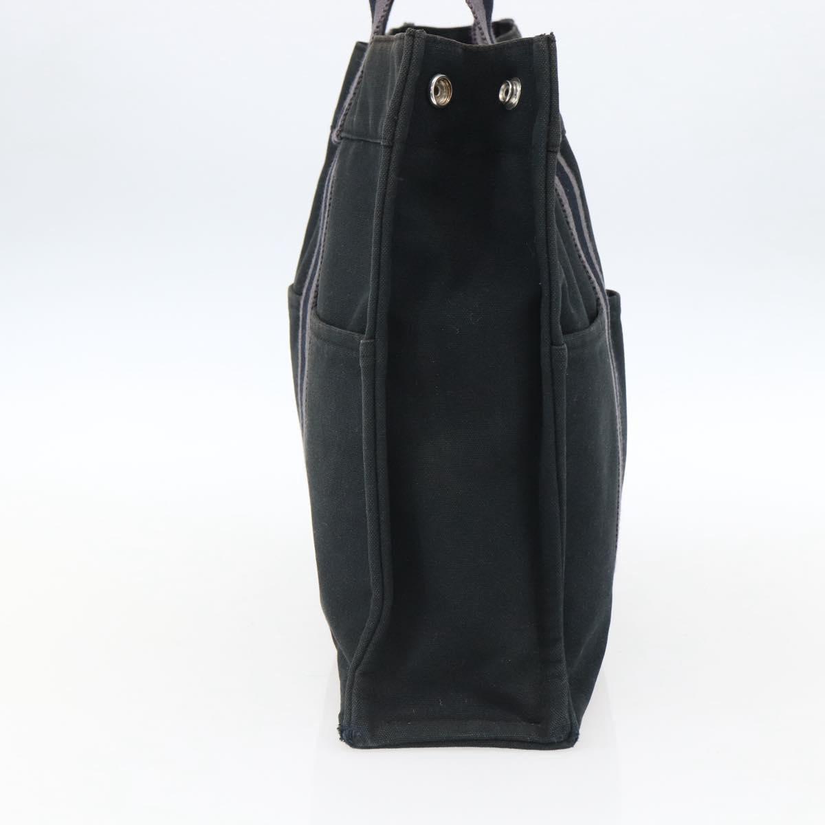HERMES Fourre Tout MM Hand Bag Canvas Black Silver Auth am10842