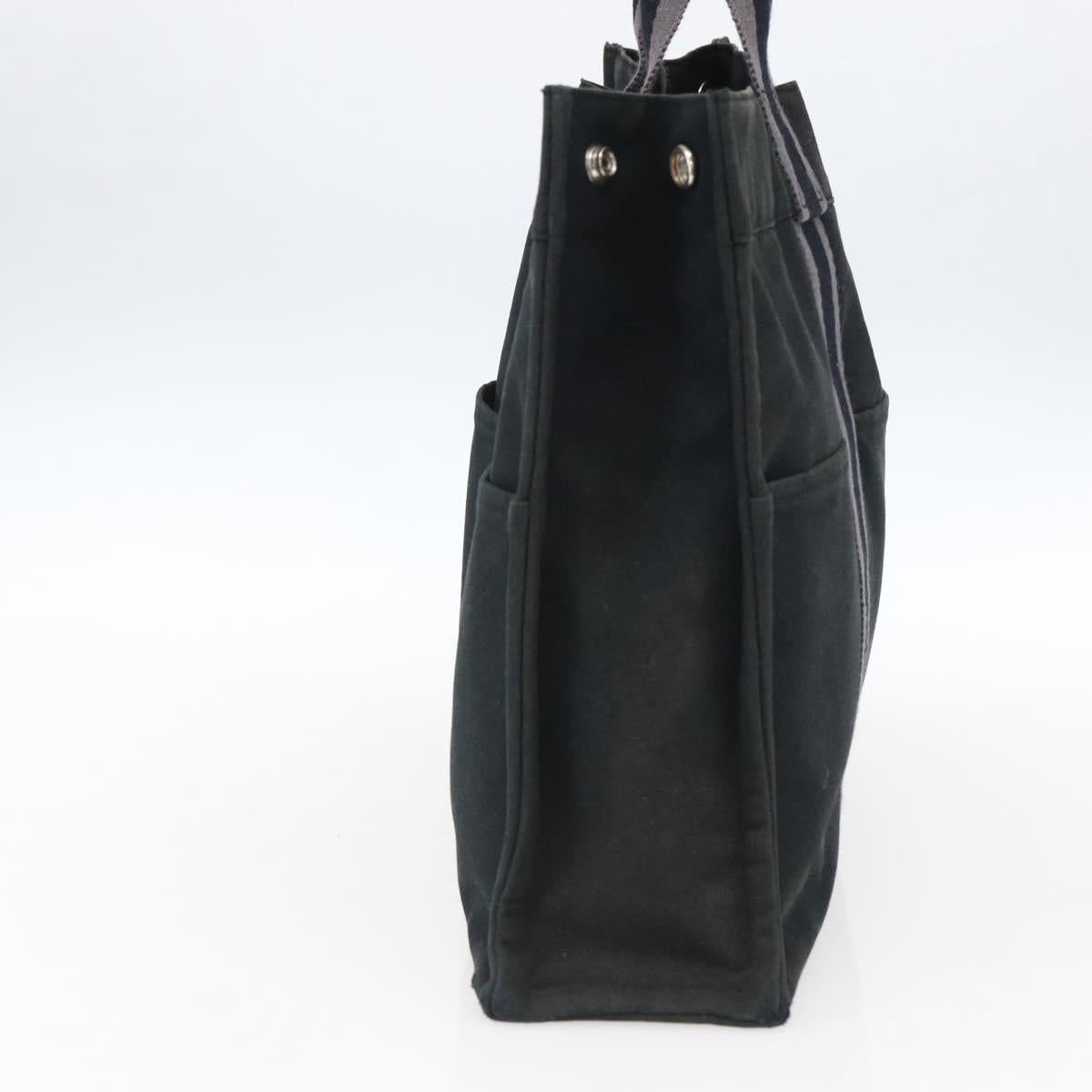 HERMES Fourre Tout MM Hand Bag Canvas Black Silver Auth am10842