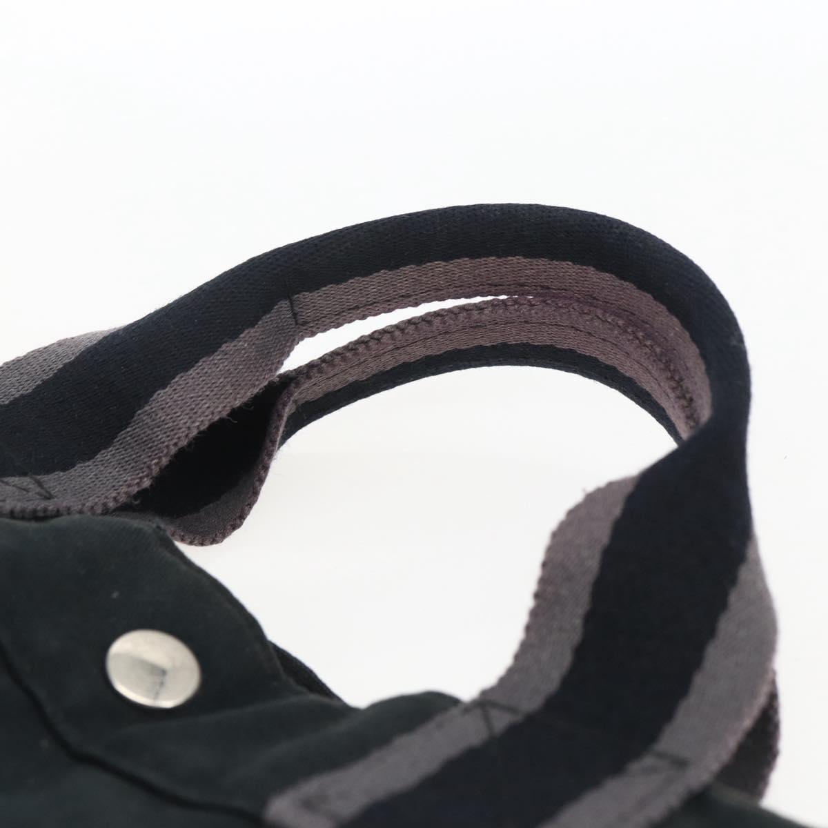 HERMES Fourre Tout MM Hand Bag Canvas Black Silver Auth am10842