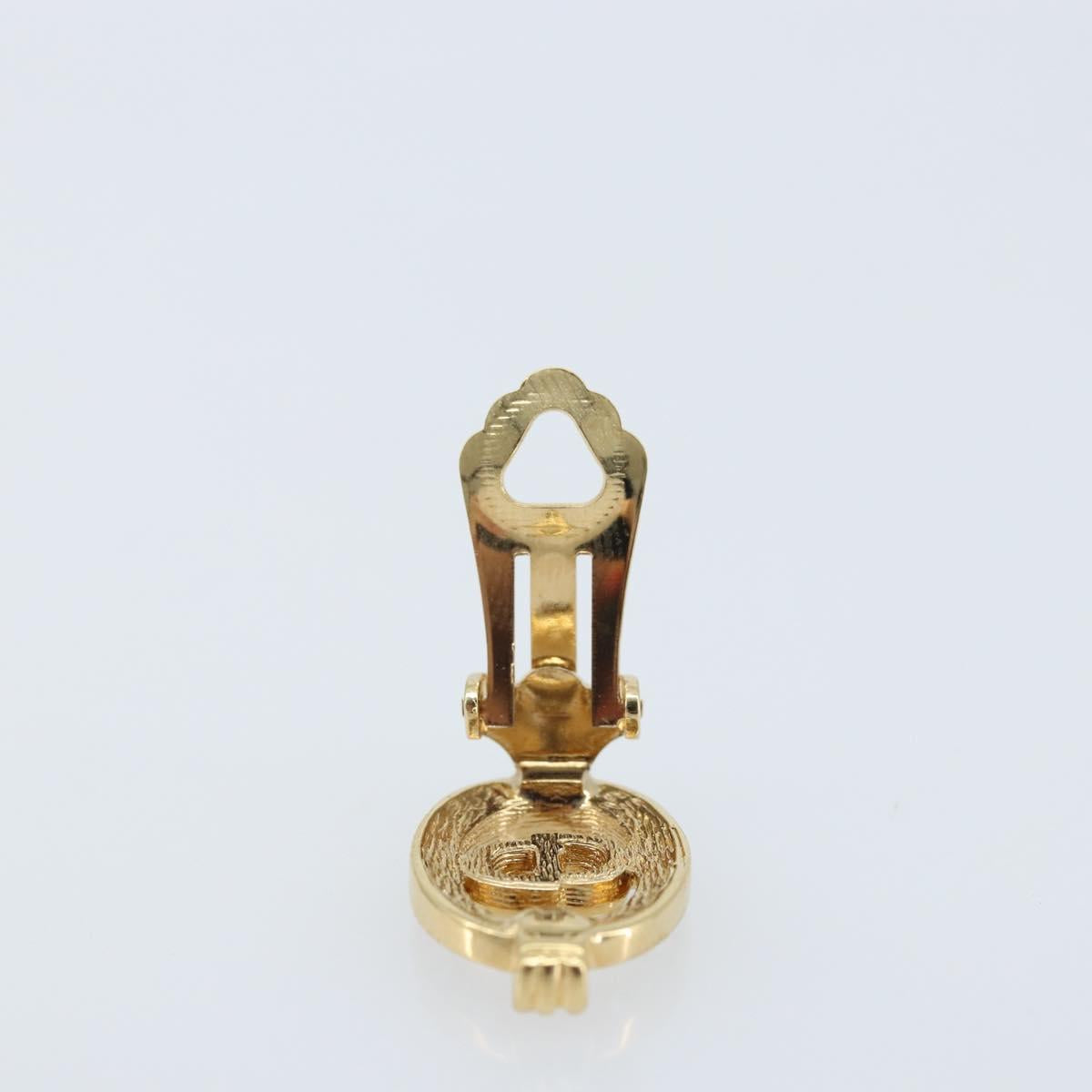 Christian Dior CD Rhinestone Earring metal Gold Auth am10843V