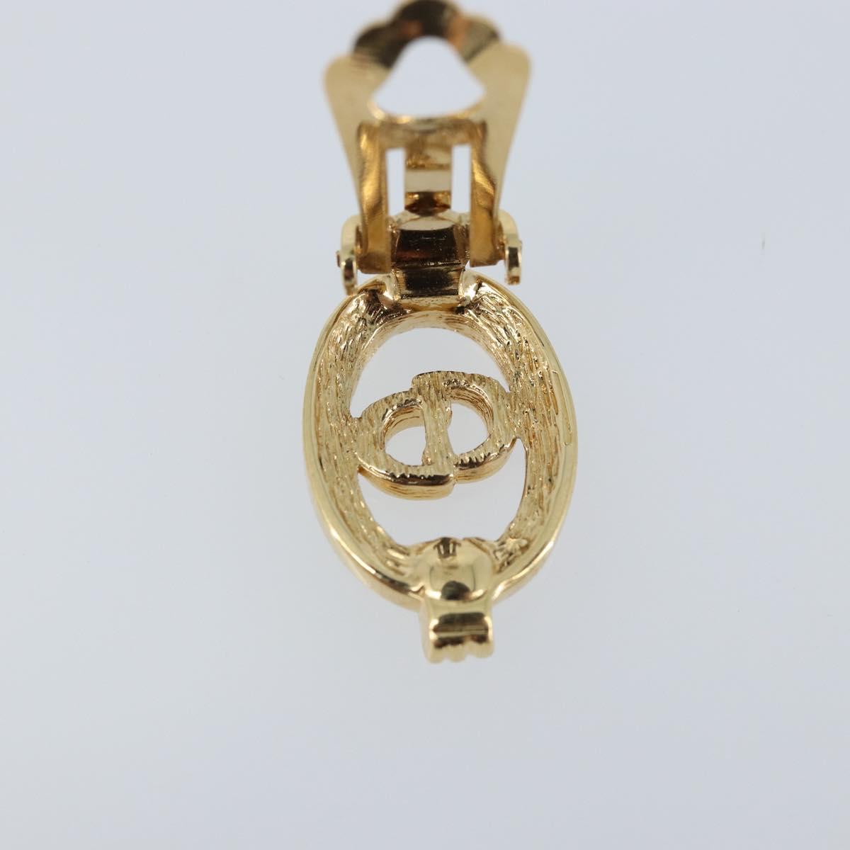 Christian Dior CD Rhinestone Earring metal Gold Auth am10843V