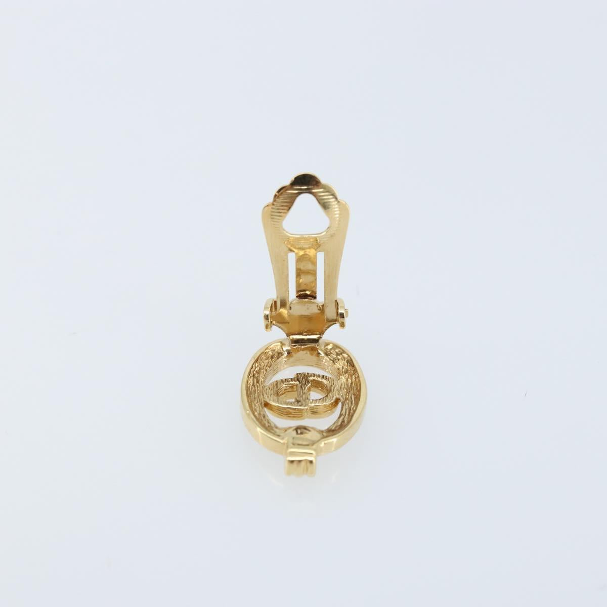 Christian Dior CD Rhinestone Earring metal Gold Auth am10843V