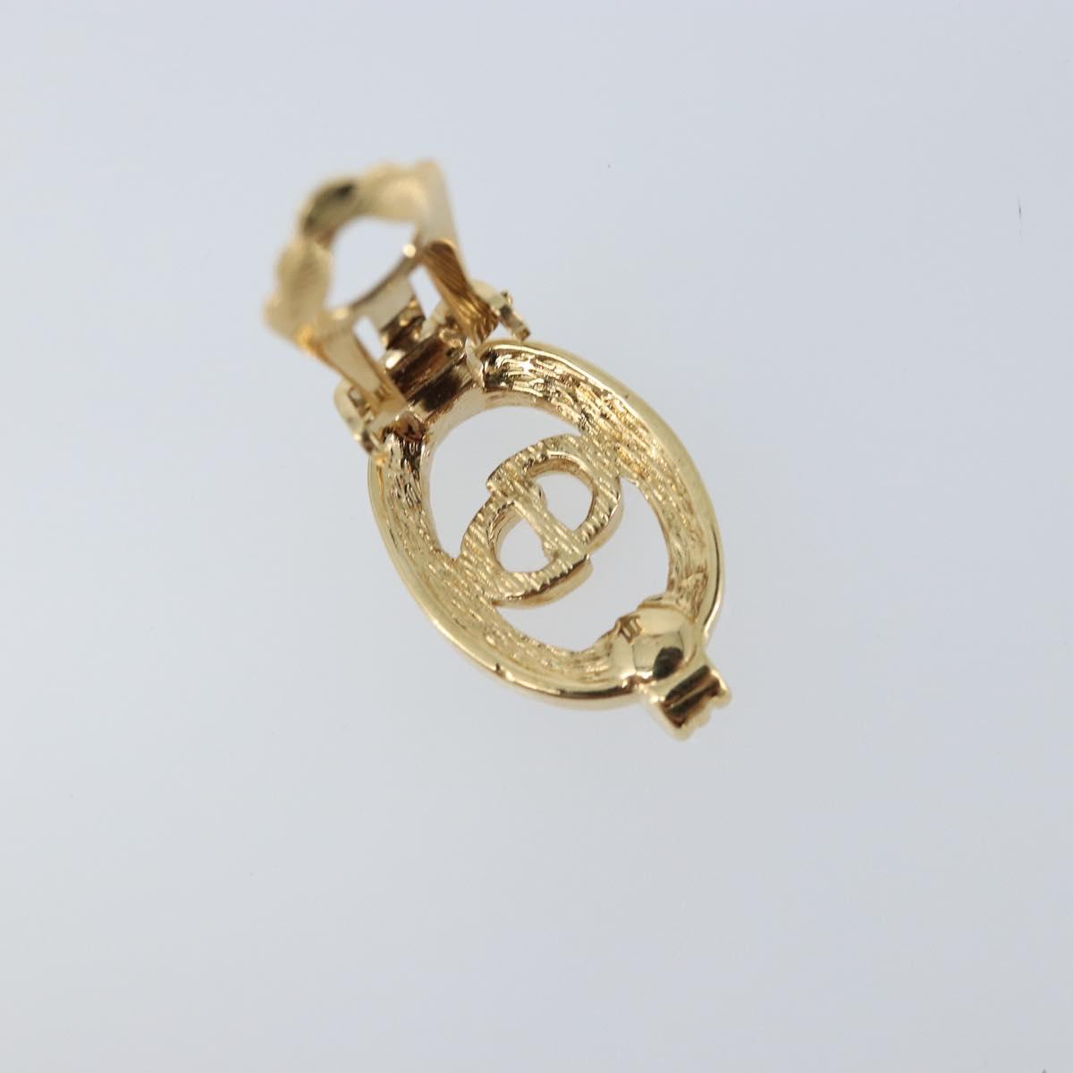 Christian Dior CD Rhinestone Earring metal Gold Auth am10843V