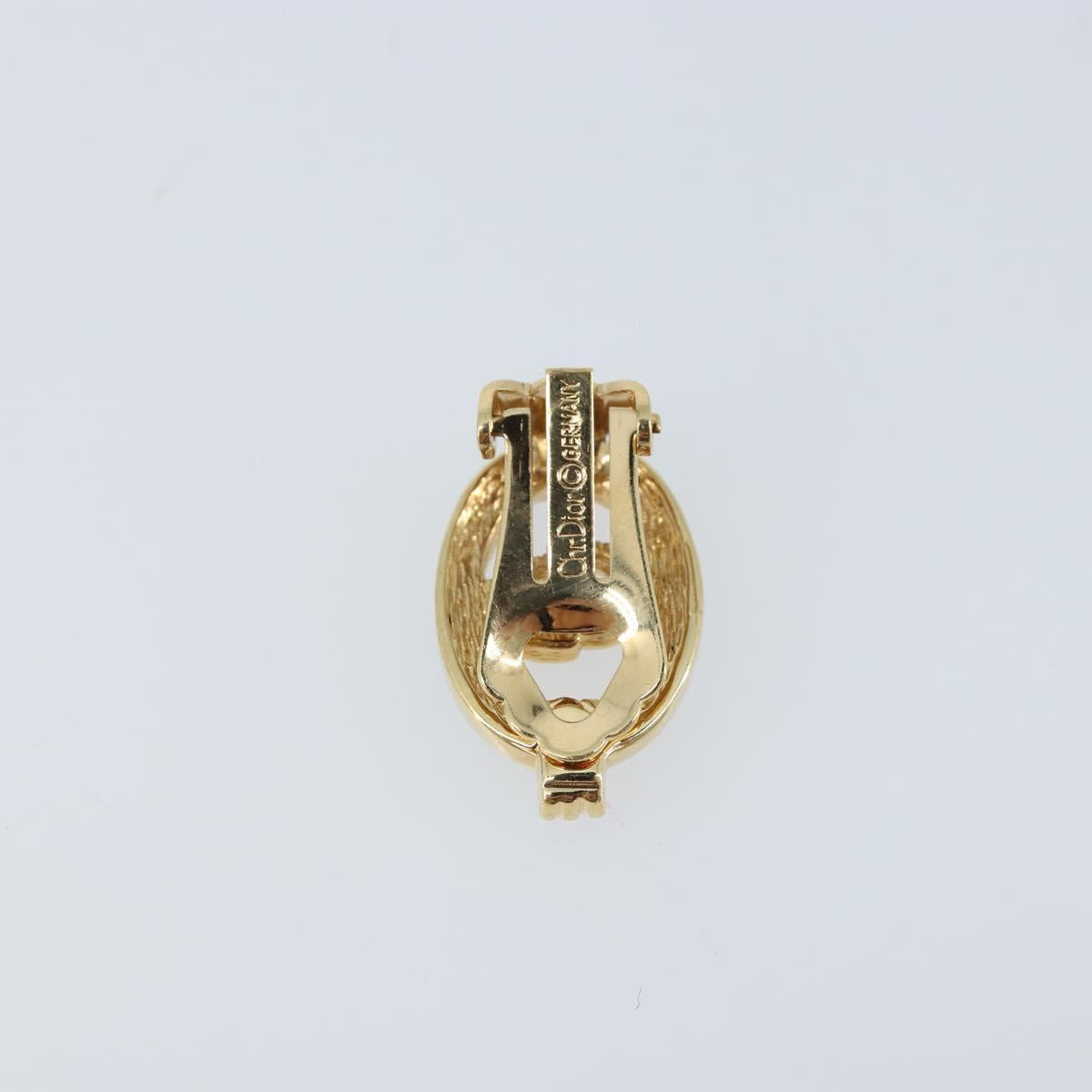 Christian Dior CD Rhinestone Earring metal Gold Auth am10843V