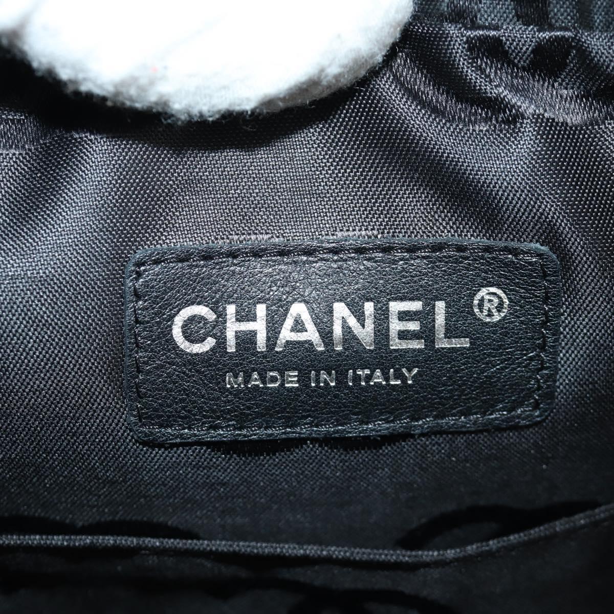 CHANEL Cambon Line Matelasse Shoulder Bag Lamb Skin Beige Black CC Auth am10849V