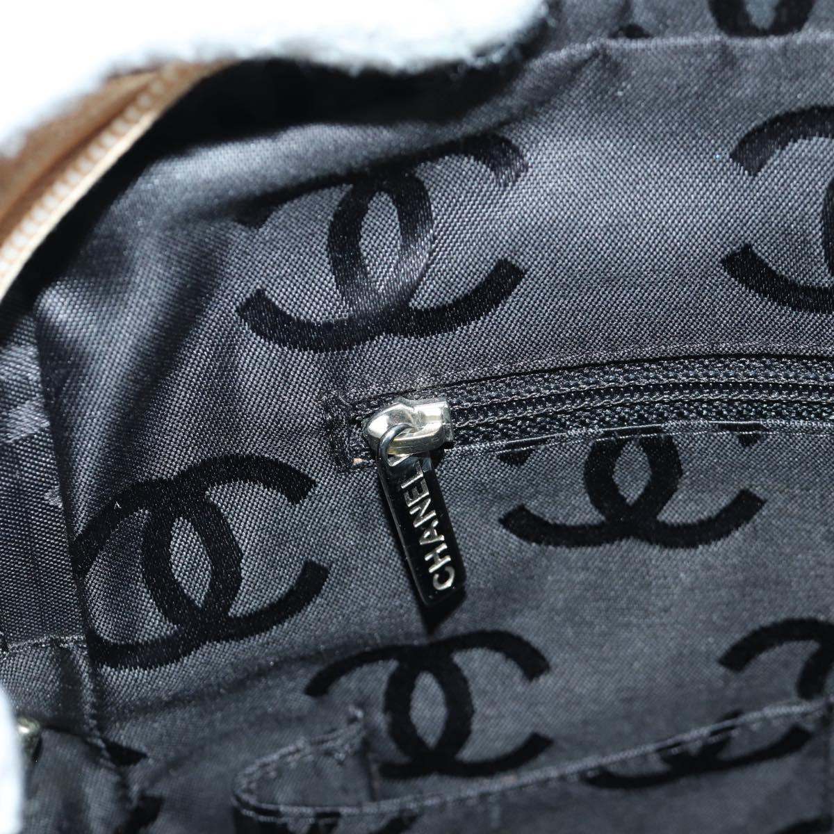 CHANEL Cambon Line Matelasse Shoulder Bag Lamb Skin Beige Black CC Auth am10849V