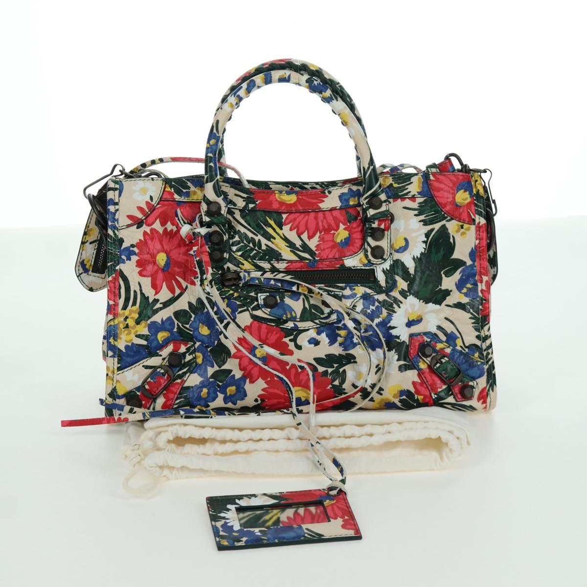 BALENCIAGA Floral The City Bag Leather 2way Multicolor 173084 Auth am10850SAV