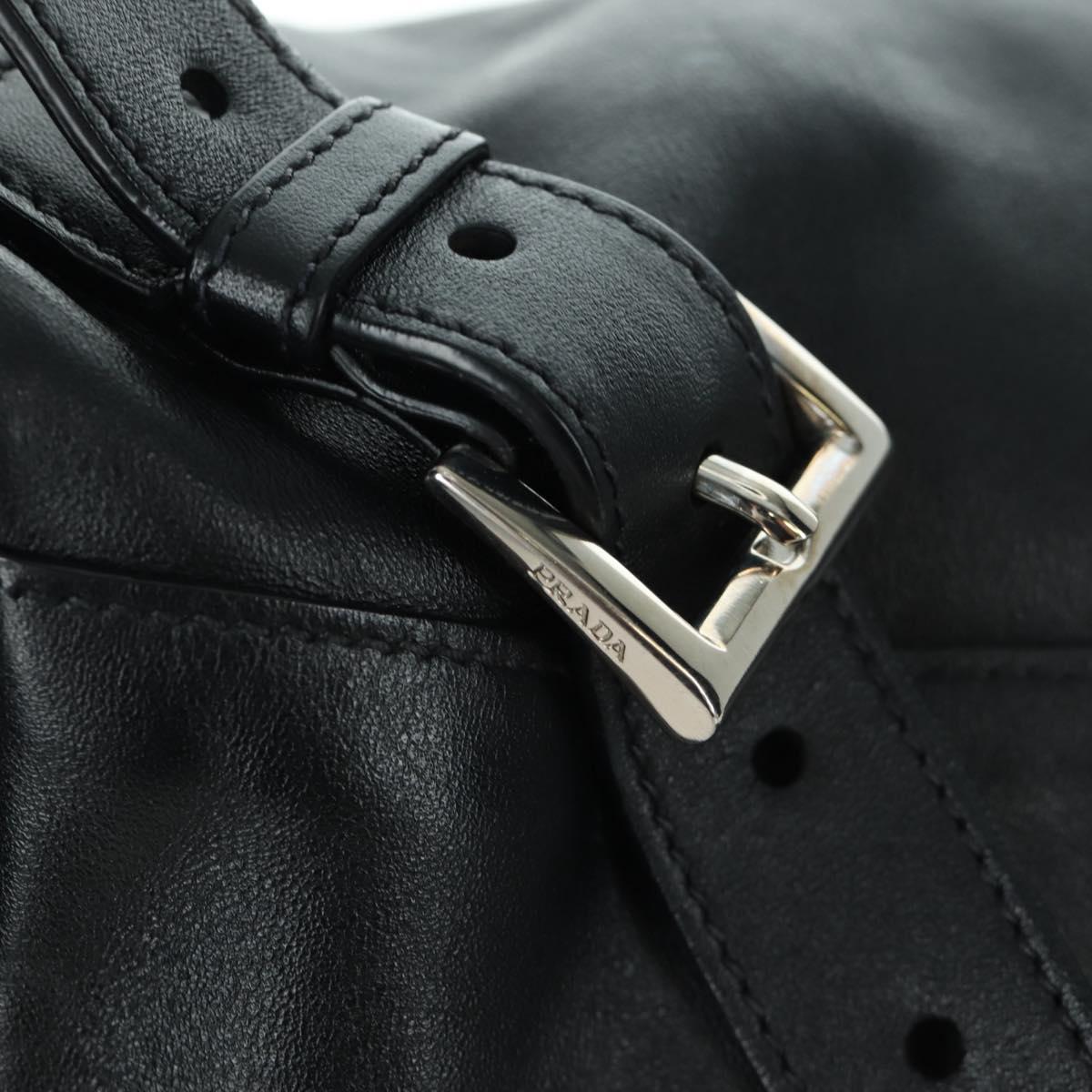 PRADA Backpack Leather Black Gold Auth am10852SAV