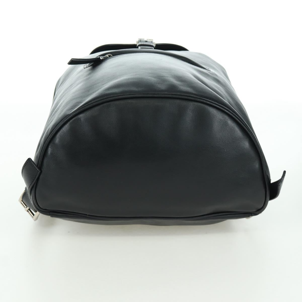 PRADA Backpack Leather Black Gold Auth am10852SAV