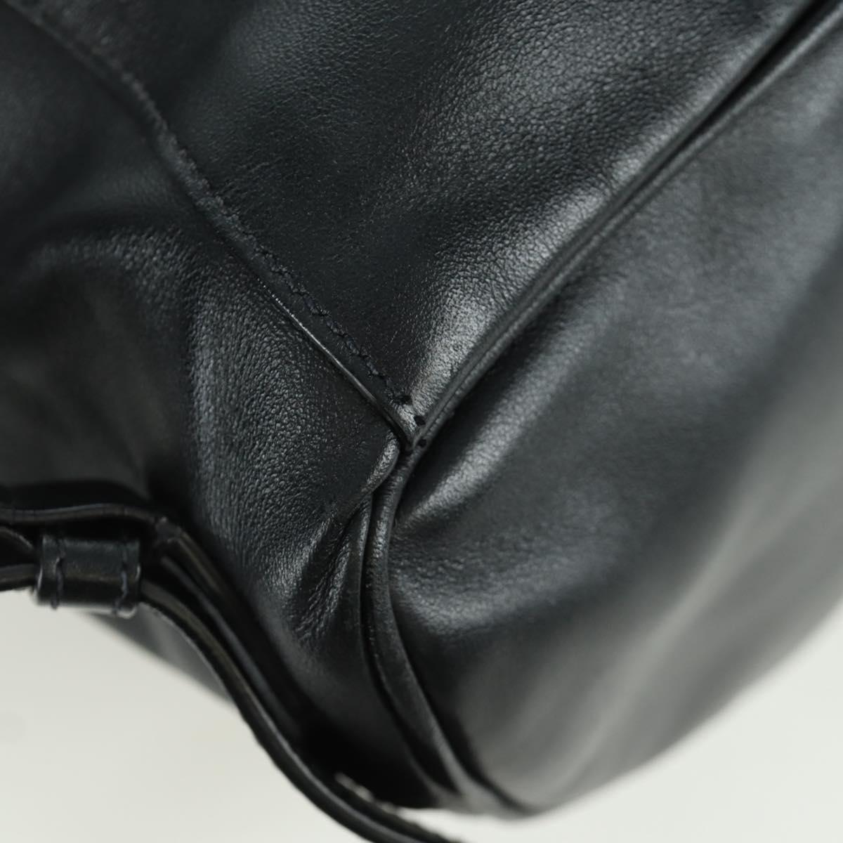 PRADA Backpack Leather Black Gold Auth am10852SAV