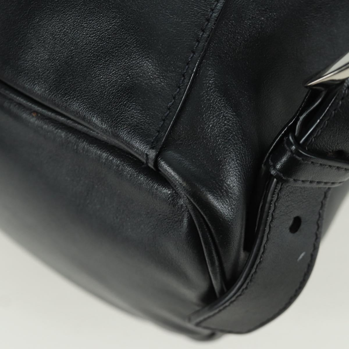 PRADA Backpack Leather Black Gold Auth am10852SAV