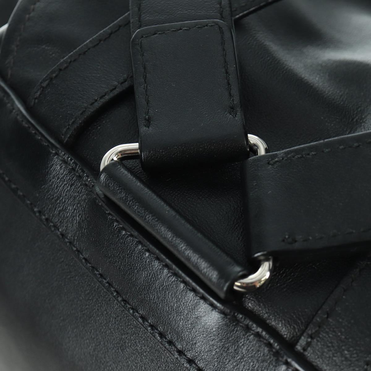 PRADA Backpack Leather Black Gold Auth am10852SAV