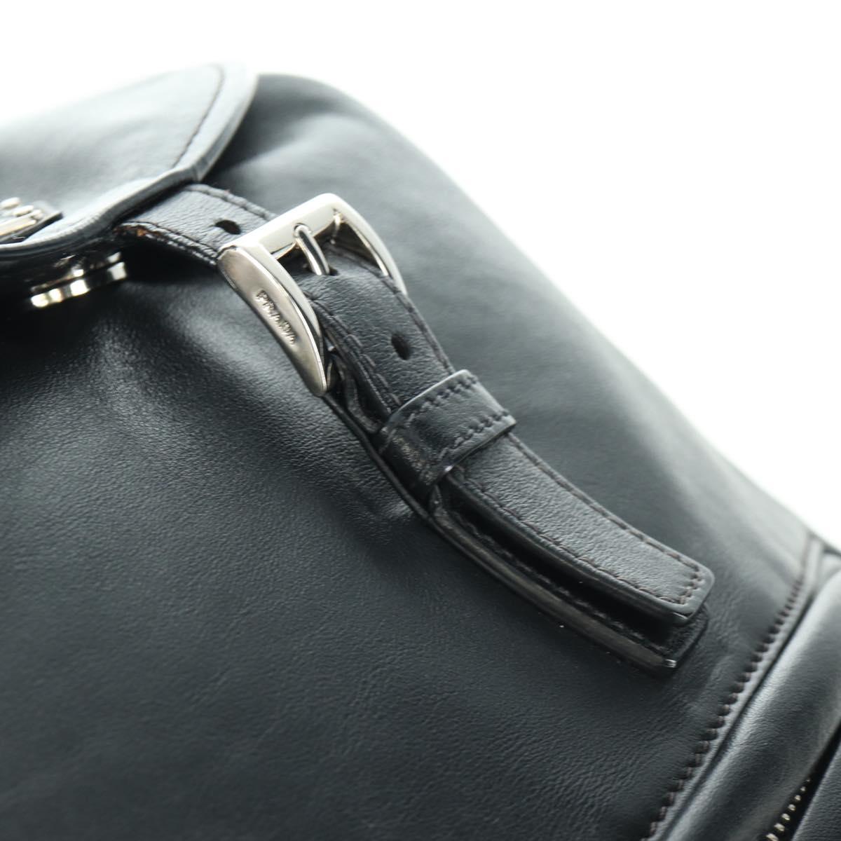 PRADA Backpack Leather Black Gold Auth am10852SAV