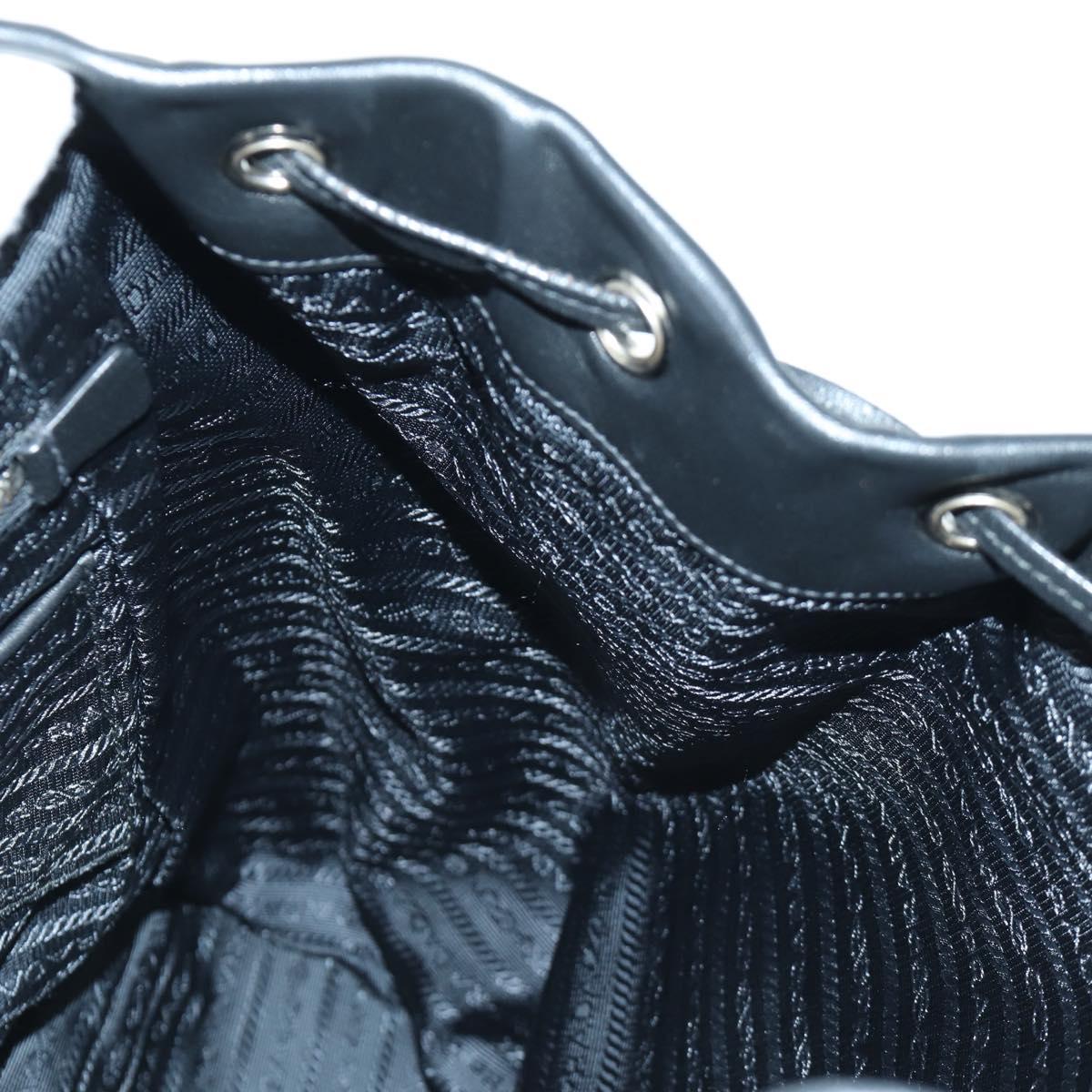 PRADA Backpack Leather Black Gold Auth am10852SAV