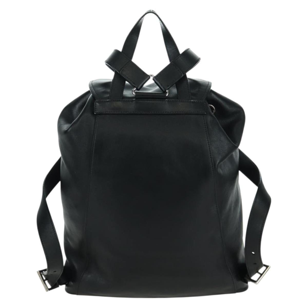 PRADA Backpack Leather Black Gold Auth am10852SAV