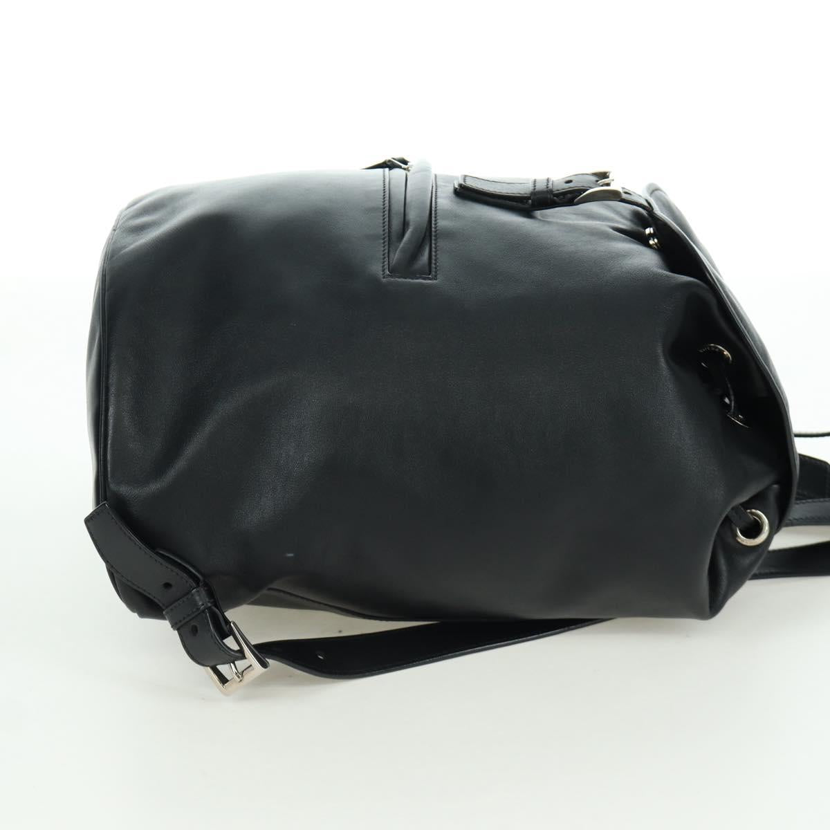 PRADA Backpack Leather Black Gold Auth am10852SAV