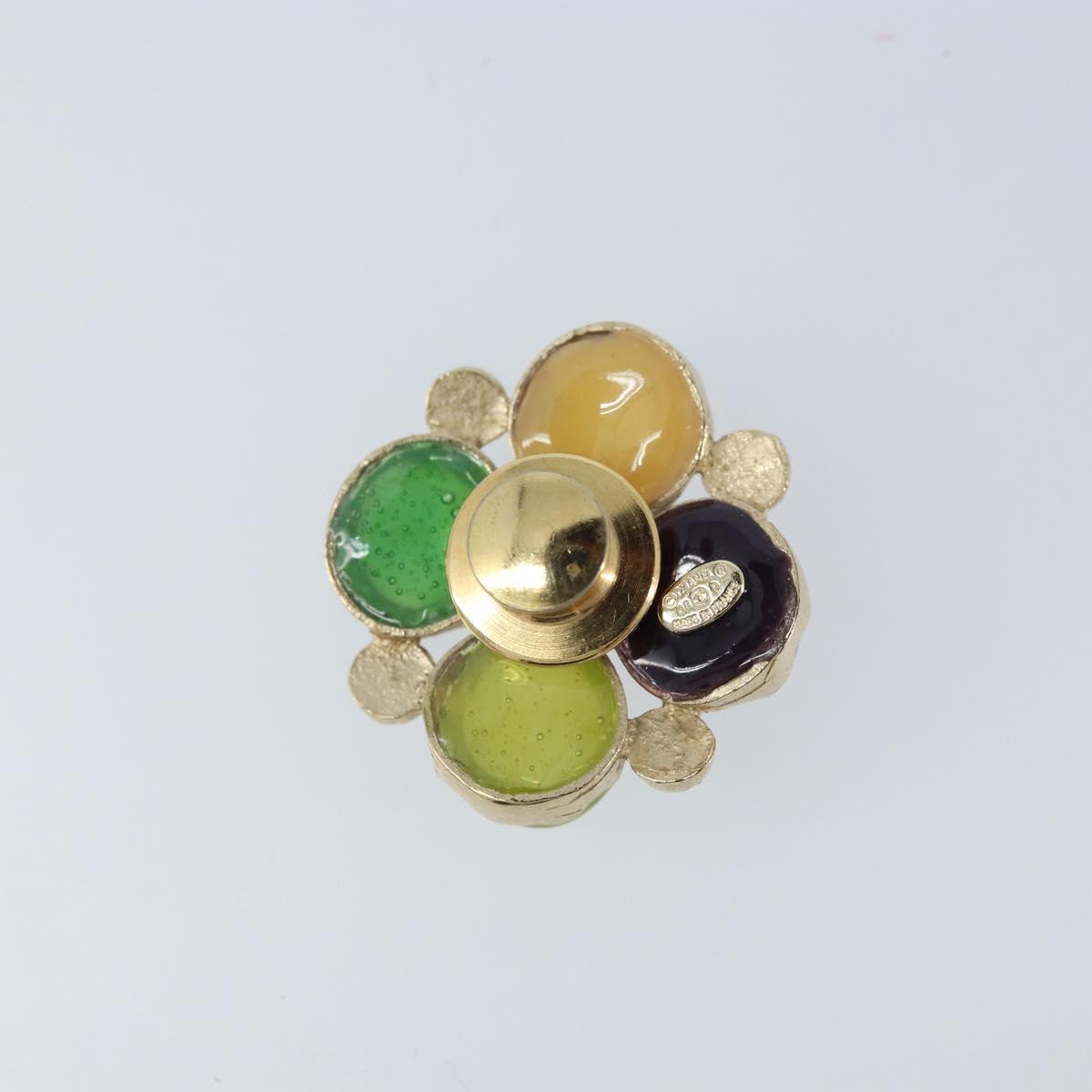 CHANEL CC Gripoix Stone Brooch metal Multicolor Gold CC Auth am10855V