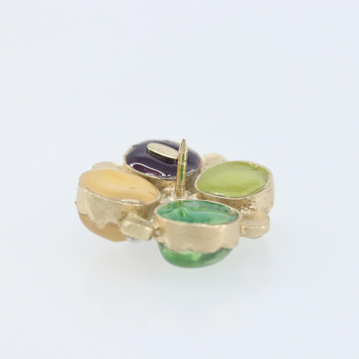 CHANEL CC Gripoix Stone Brooch metal Multicolor Gold CC Auth am10855V