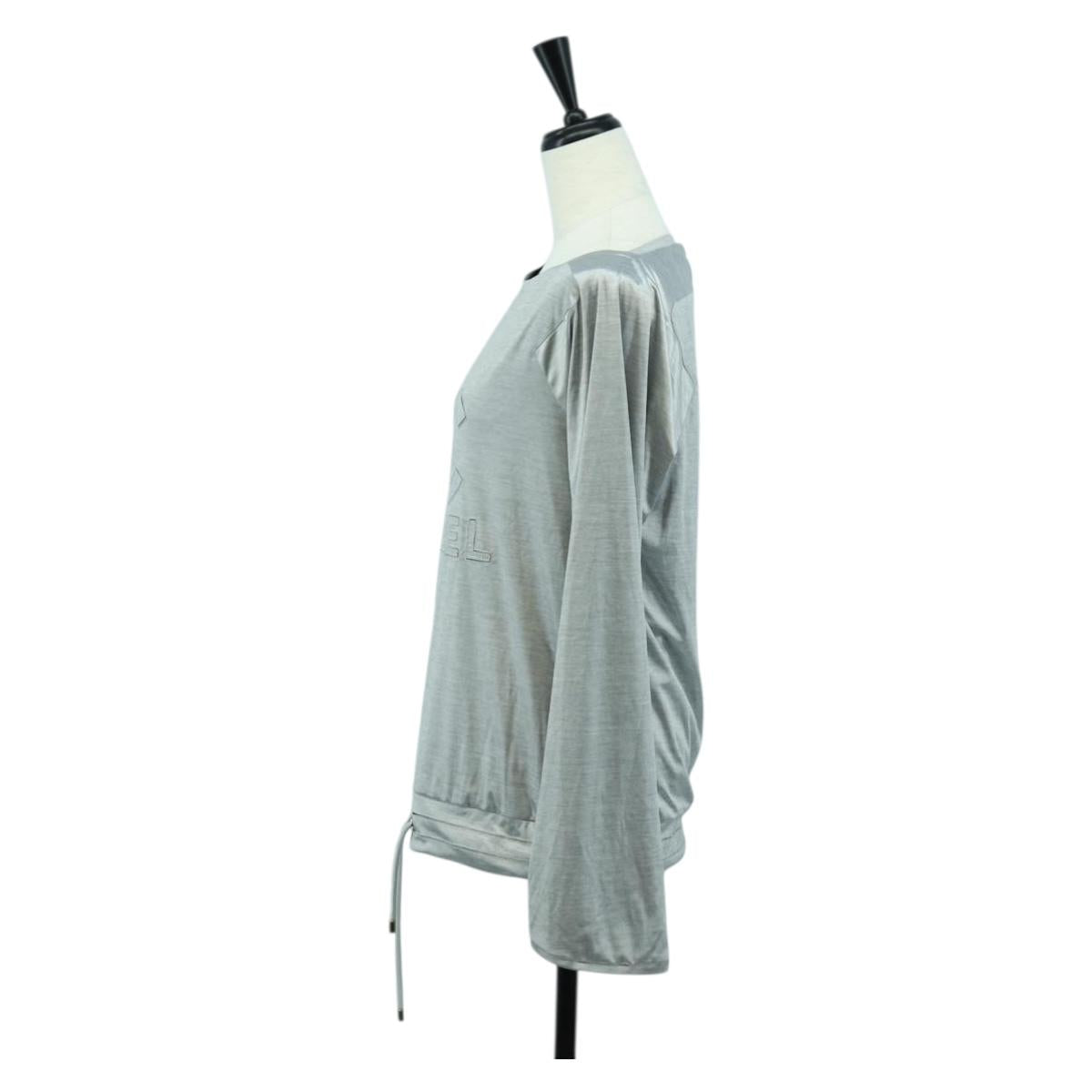 CHANEL CC Tops Rayon Size 36 Silver CC Auth am10856V