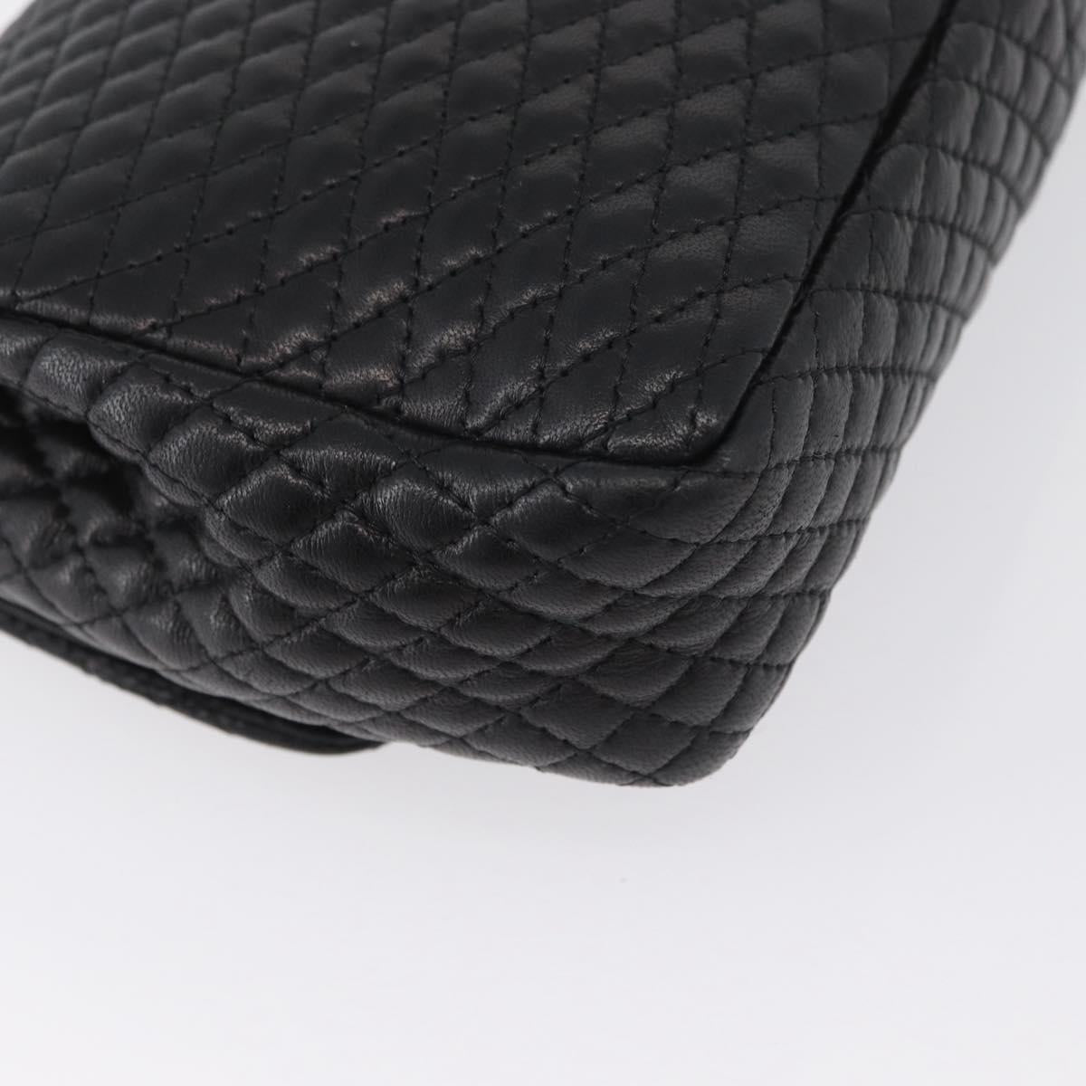 BALLY Quilted Chain Shoulder Bag Leather Black Gold Auth am10857V