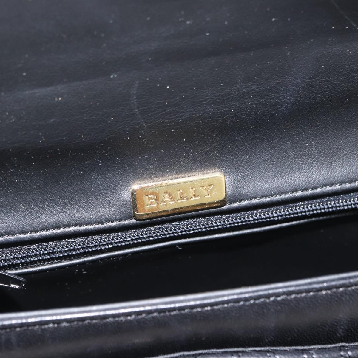 BALLY Quilted Chain Shoulder Bag Leather Black Gold Auth am10857V