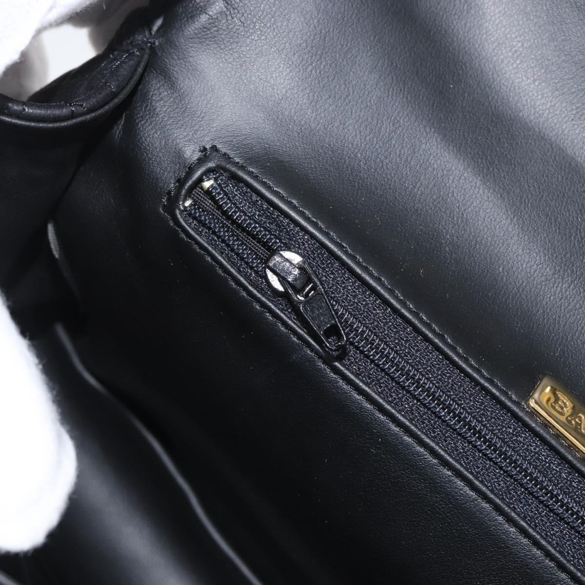 BALLY Quilted Chain Shoulder Bag Leather Black Gold Auth am10857V