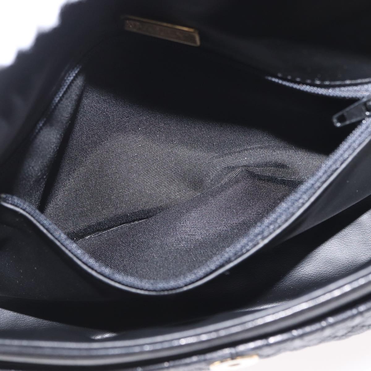 BALLY Quilted Chain Shoulder Bag Leather Black Gold Auth am10857V