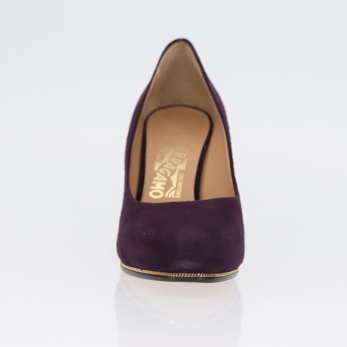 Salvatore Ferragamo Pumps Suede Size 7 Purple Auth am10858V