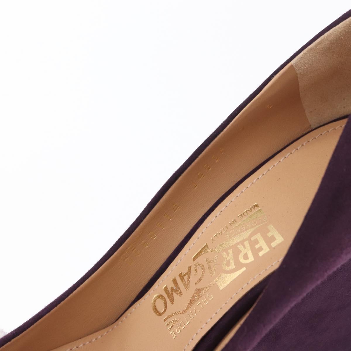 Salvatore Ferragamo Pumps Suede Size 7 Purple Auth am10858V