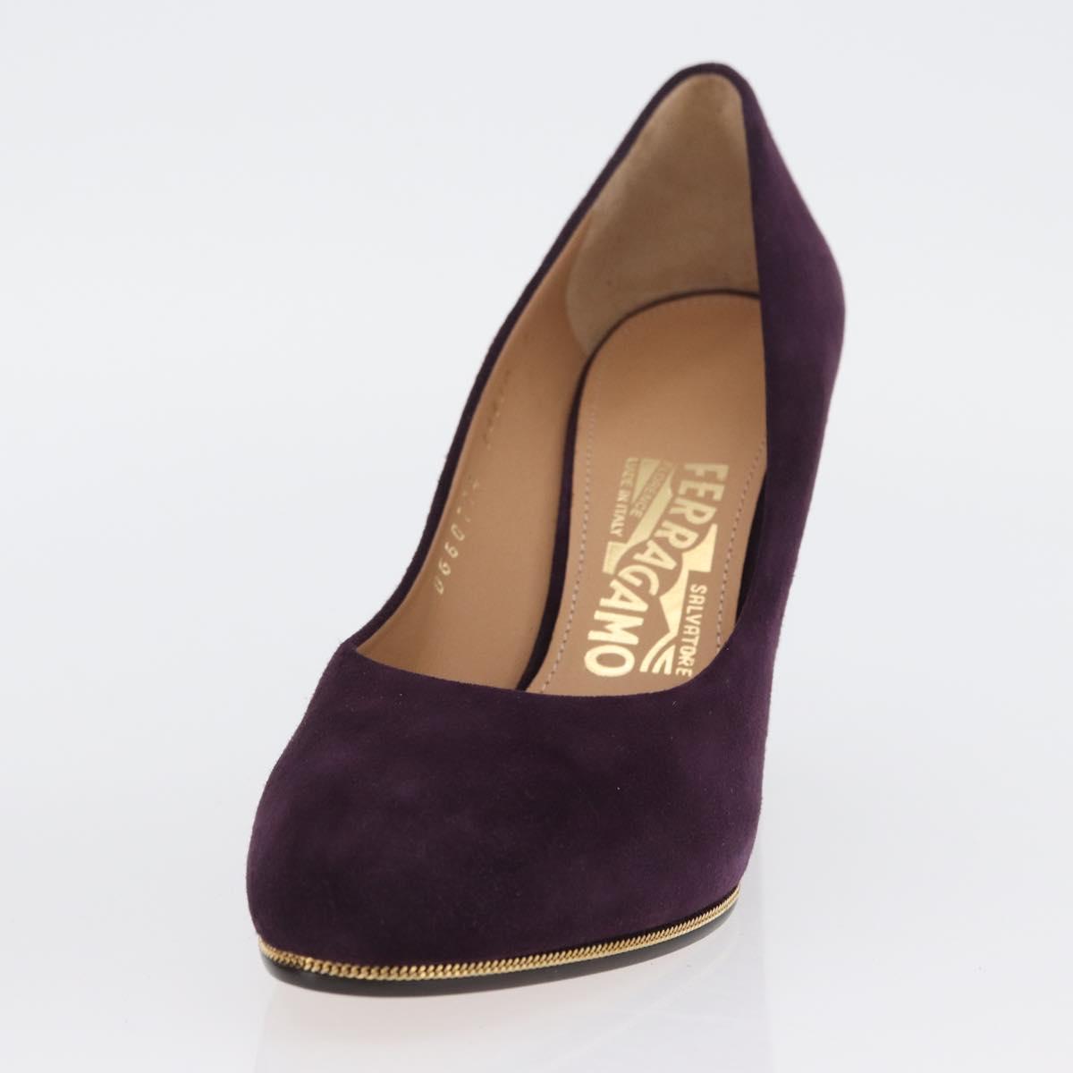 Salvatore Ferragamo Pumps Suede Size 7 Purple Auth am10858V