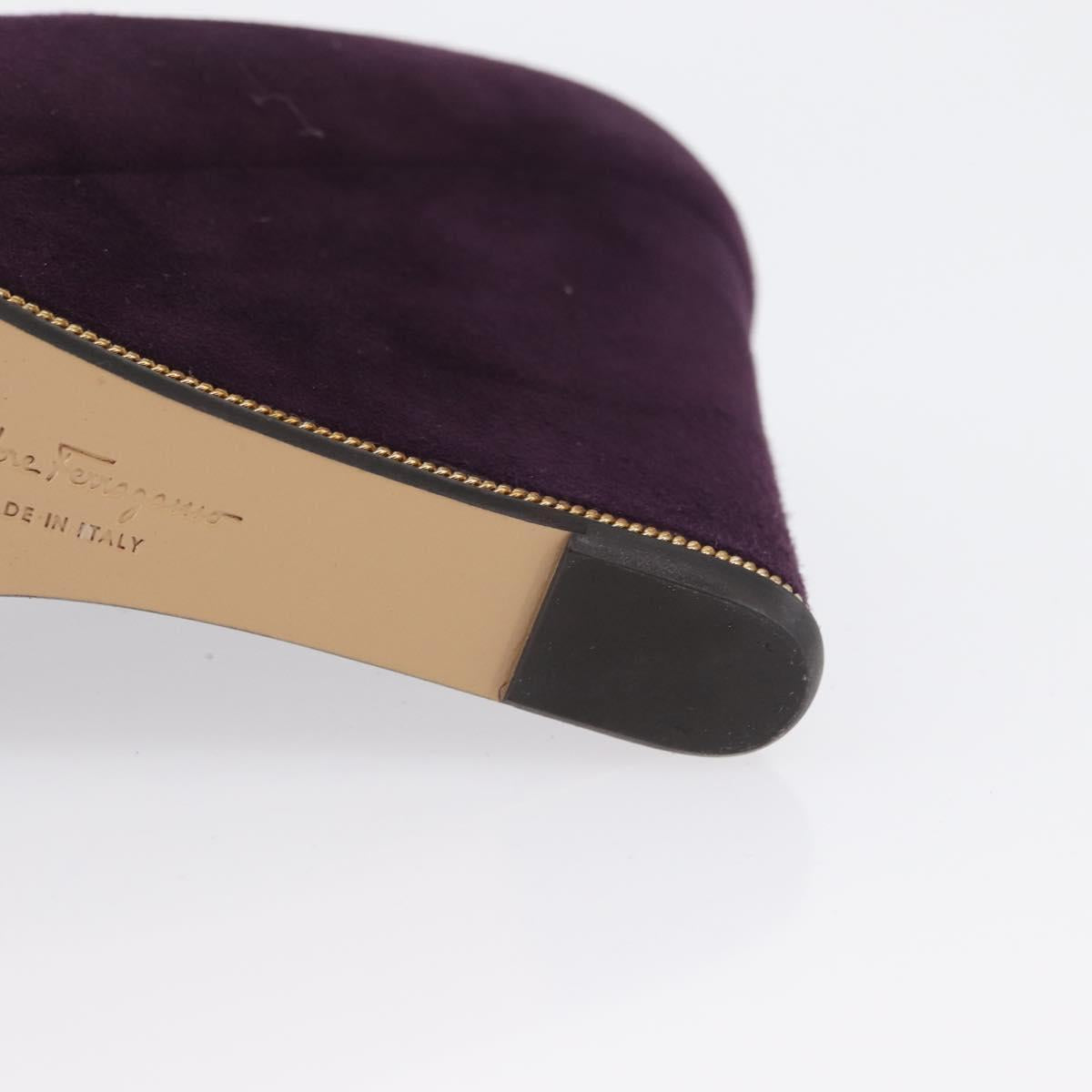Salvatore Ferragamo Pumps Suede Size 7 Purple Auth am10858V
