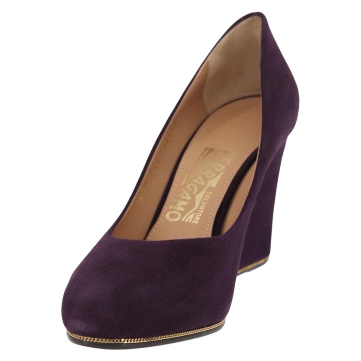 Salvatore Ferragamo Pumps Suede Size 7 Purple Auth am10858V