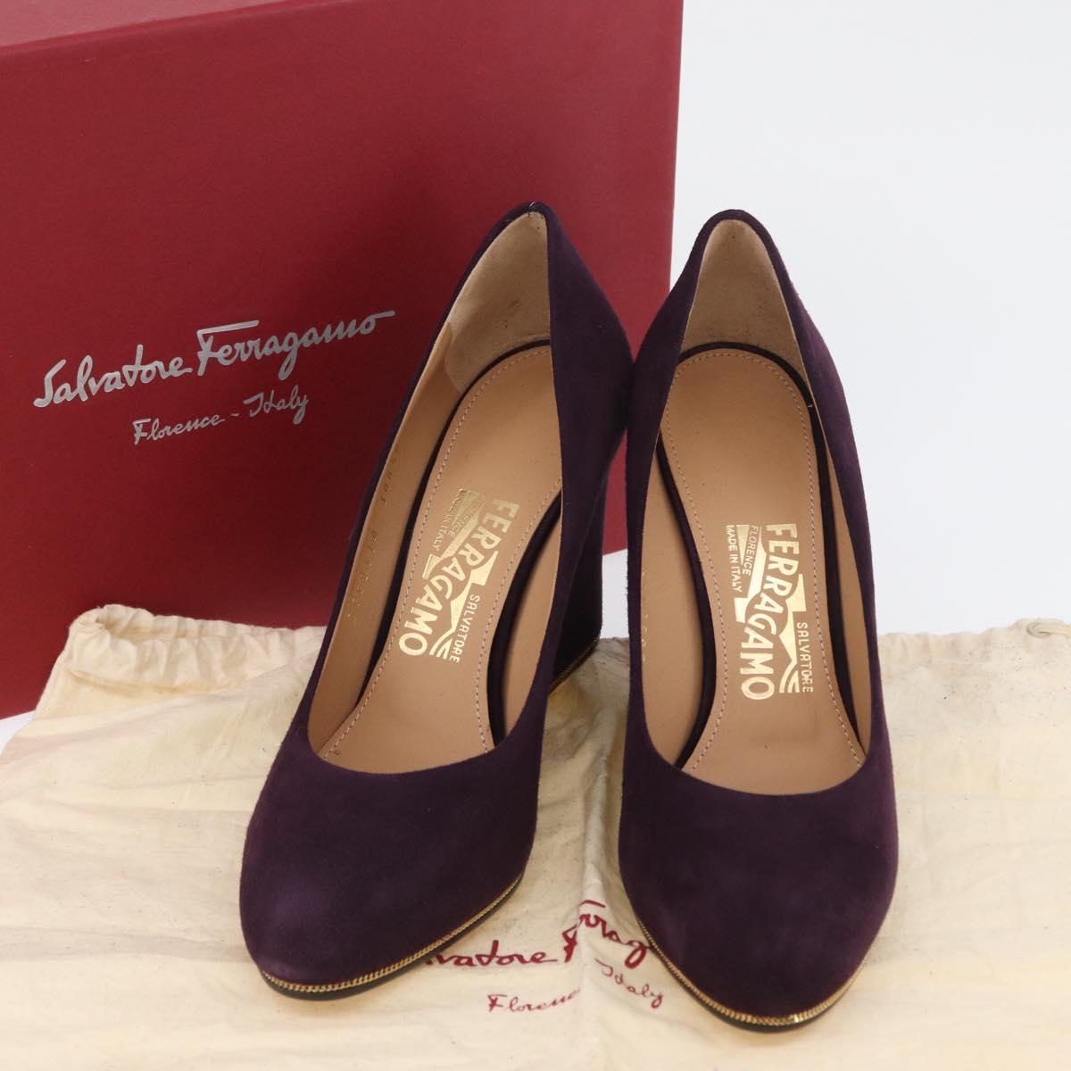 Salvatore Ferragamo Pumps Suede Size 7 Purple Auth am10858V