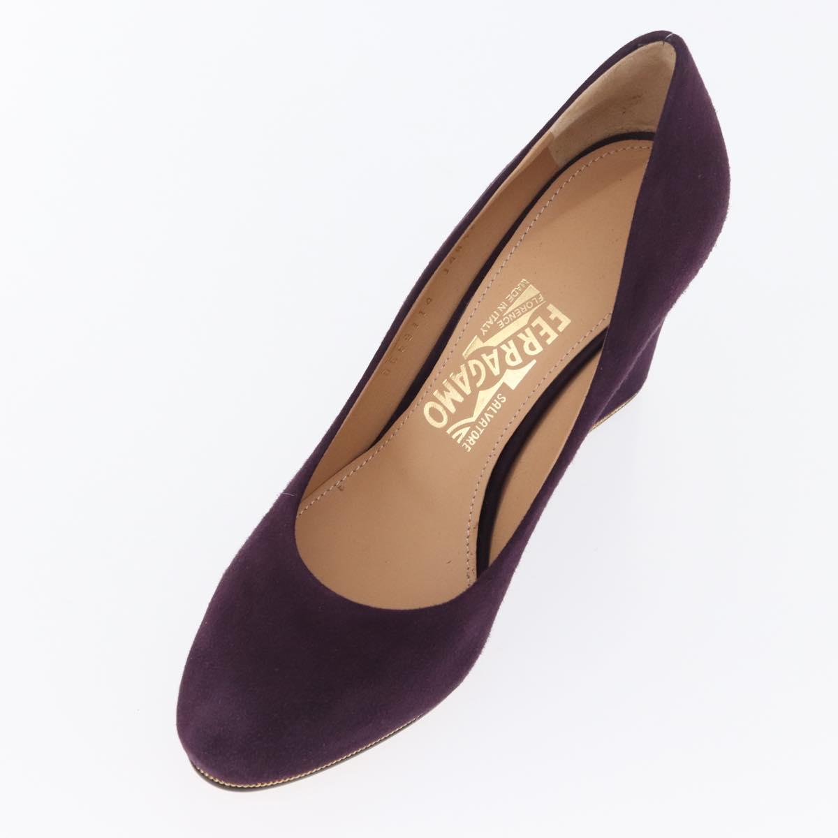 Salvatore Ferragamo Pumps Suede Size 7 Purple Auth am10858V