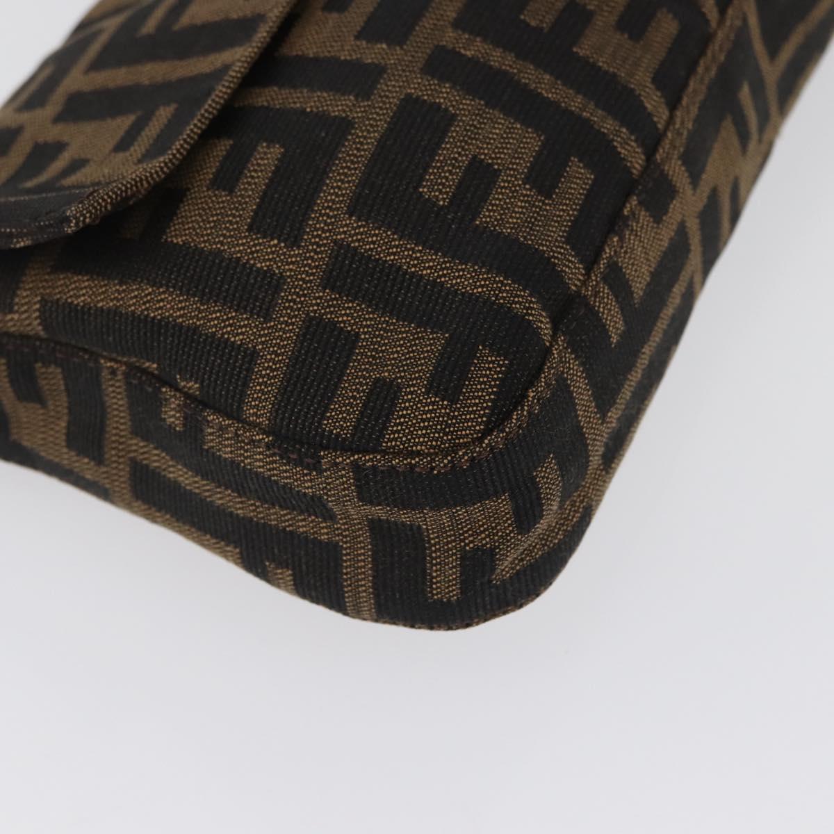 FENDI Zucca Canvas Mamma bucket Shoulder Bag Brown Silver Auth am10859SAV