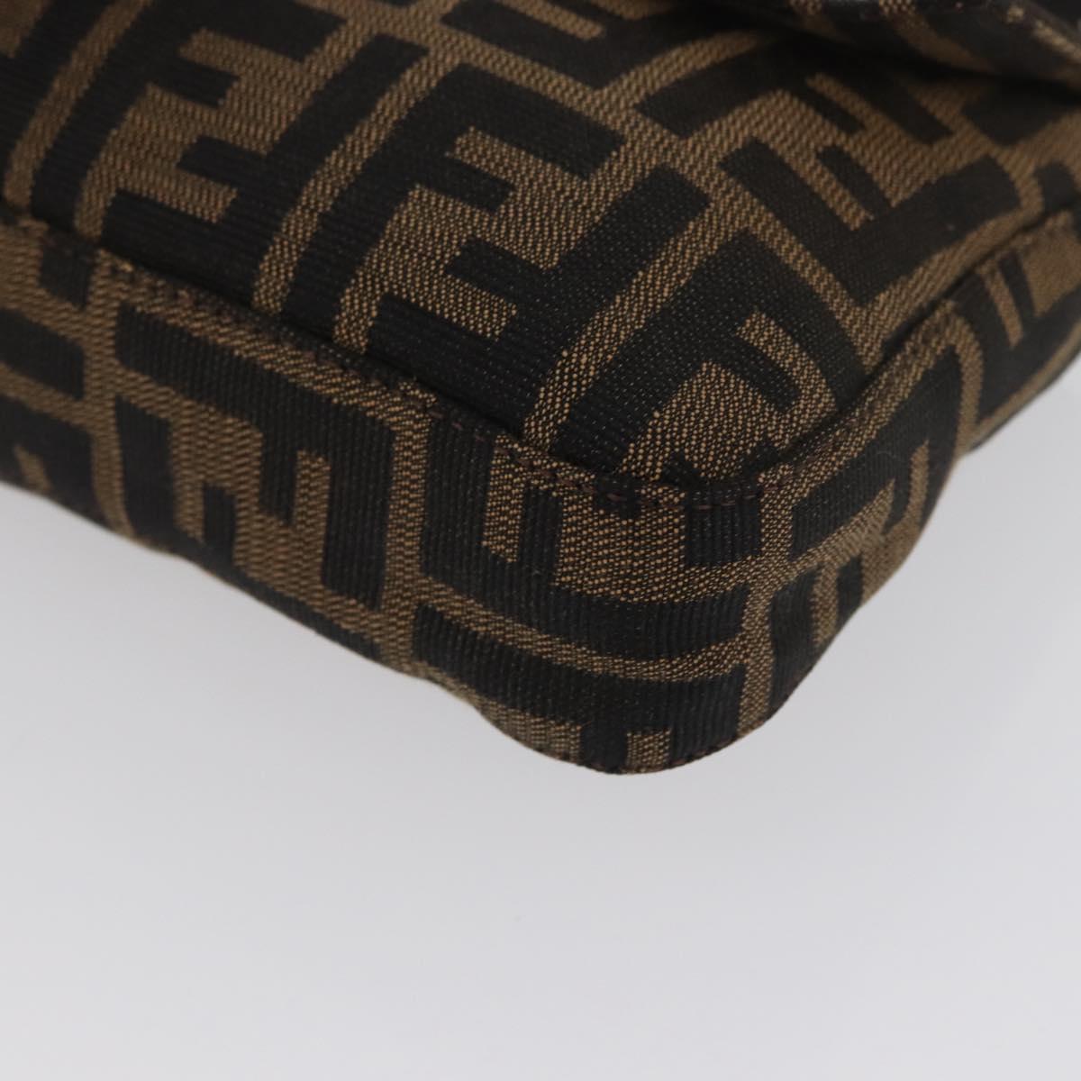 FENDI Zucca Canvas Mamma bucket Shoulder Bag Brown Silver Auth am10859SAV