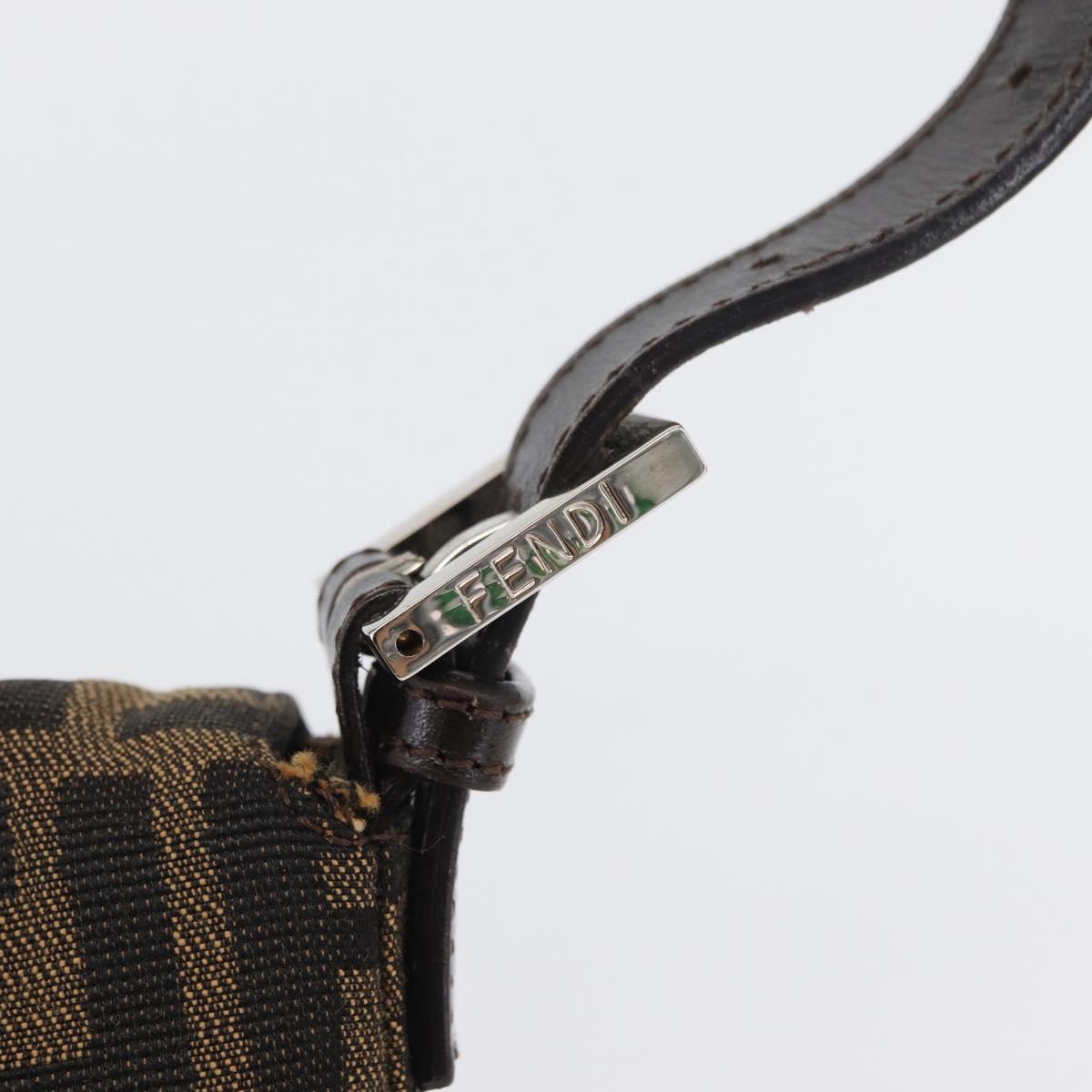 FENDI Zucca Canvas Mamma bucket Shoulder Bag Brown Silver Auth am10859SAV