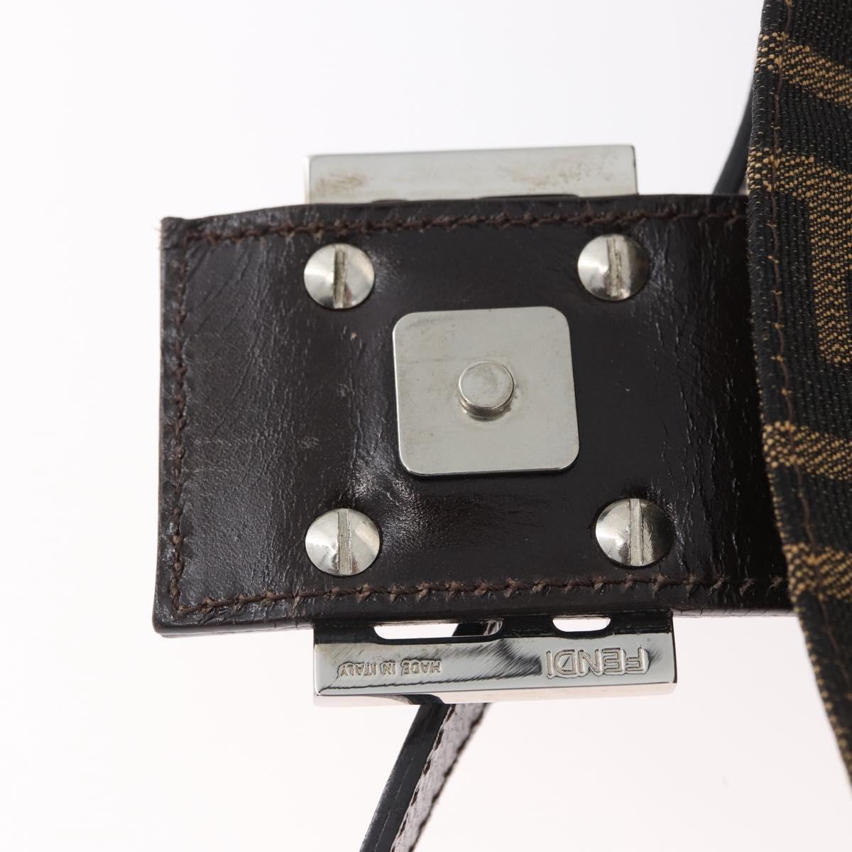 FENDI Zucca Canvas Mamma bucket Shoulder Bag Brown Silver Auth am10859SAV