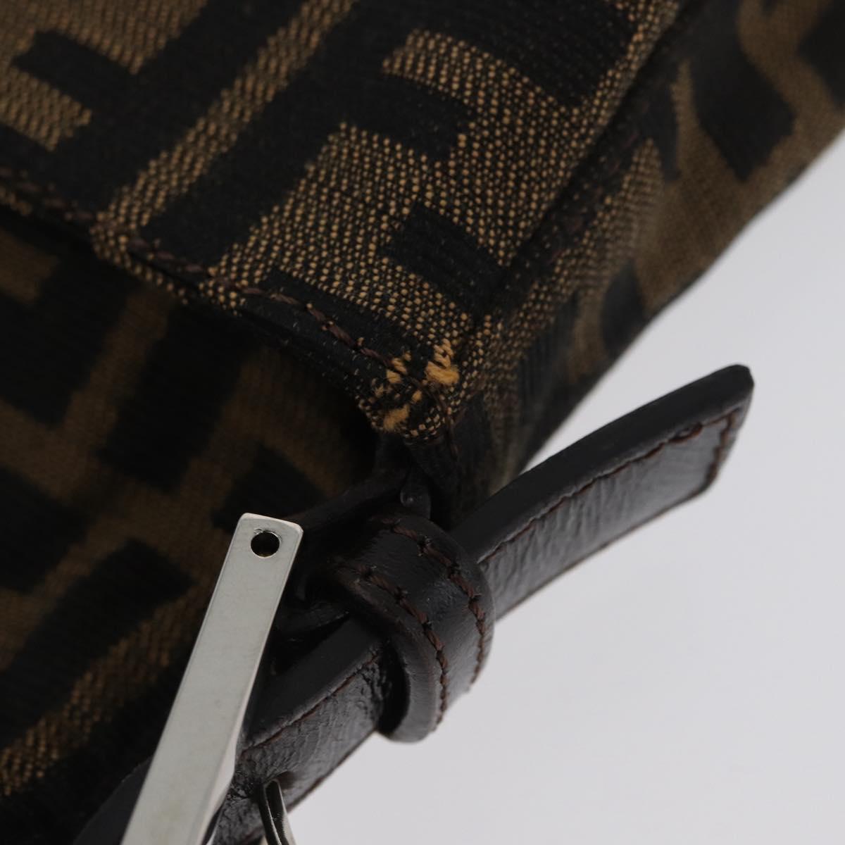 FENDI Zucca Canvas Mamma bucket Shoulder Bag Brown Silver Auth am10859SAV