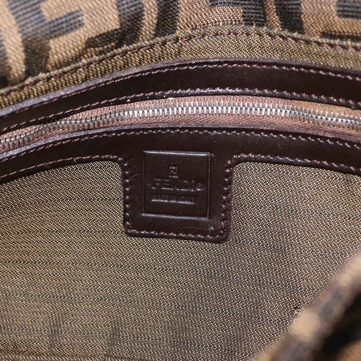 FENDI Zucca Canvas Mamma bucket Shoulder Bag Brown Silver Auth am10859SAV