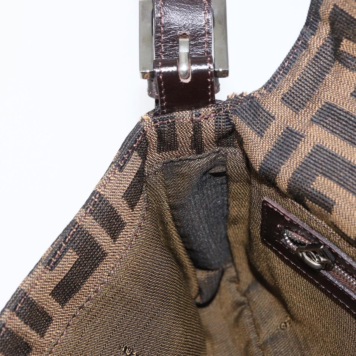 FENDI Zucca Canvas Mamma bucket Shoulder Bag Brown Silver Auth am10859SAV