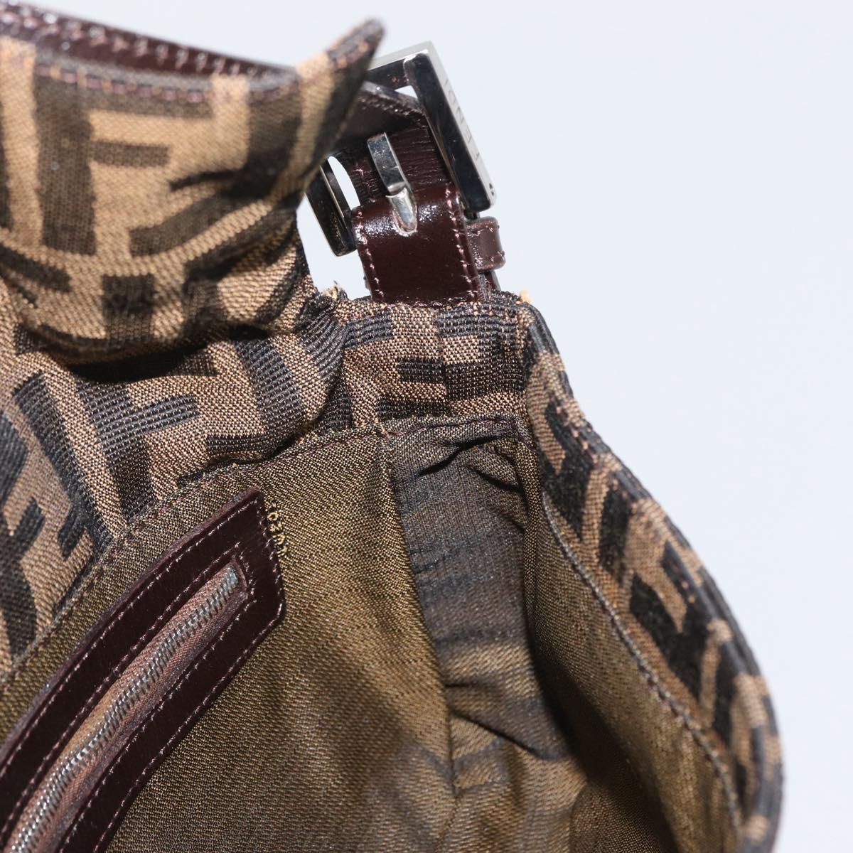 FENDI Zucca Canvas Mamma bucket Shoulder Bag Brown Silver Auth am10859SAV